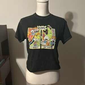 Cropped black rugrats tee shirt size small